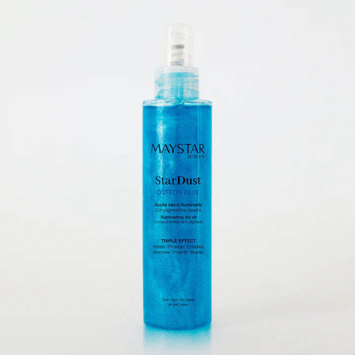 Maystar Stardust Blue Cotton Olio Secco Illuminante con Pigmenti Iridiscenti Flacone 200 ml